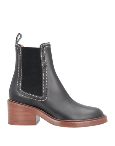 Chloé Woman Ankle Boots Black Size 7 Soft Leather, Textile Fibers