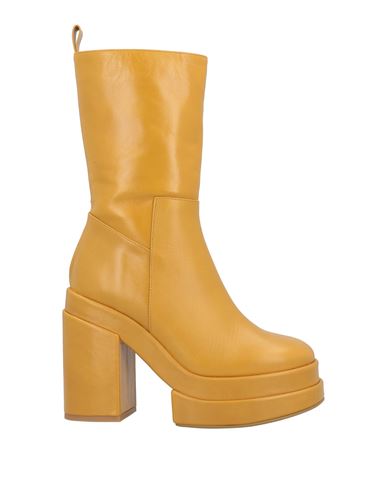 Paloma Barceló Woman Ankle Boots Ocher Size 7 Soft Leather In Yellow
