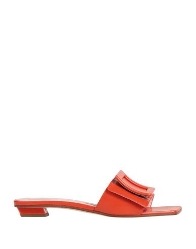 Roger Vivier Woman Sandals Tomato Red Size 8 Soft Leather In Tomato Red