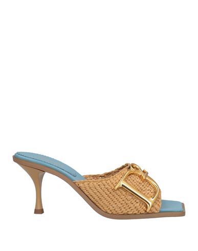 Shop Dsquared2 Woman Sandals Beige Size 7.5 Calfskin, Natural Raffia