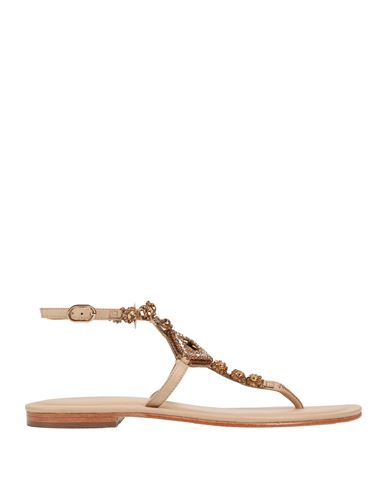 Emanuélle Vee Woman Thong Sandal Beige Size 11 Soft Leather In Neutral