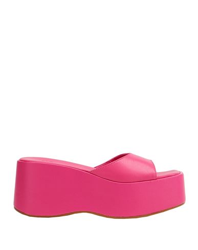 8 By Yoox Woman Sandals Fuchsia Size 11 Sheepskin In Pink