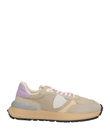Philippe Model Woman Sneakers Beige Size 10 Soft Leather, Textile Fibers