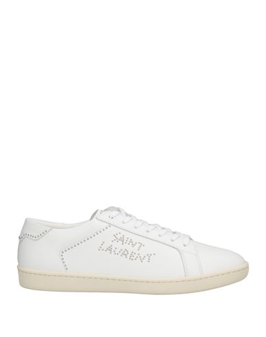 Saint Laurent Woman Sneakers White Size 11 Soft Leather, Rubber