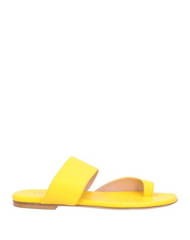 Gia Couture Woman Toe Strap Sandals Yellow Size 6 Soft Leather