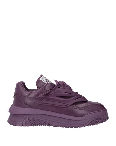 Shop Versace Man Sneakers Deep Purple Size 12 Soft Leather, Textile Fibers