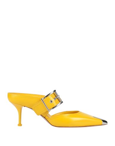 Shop Alexander Mcqueen Woman Mules & Clogs Yellow Size 8 Soft Leather
