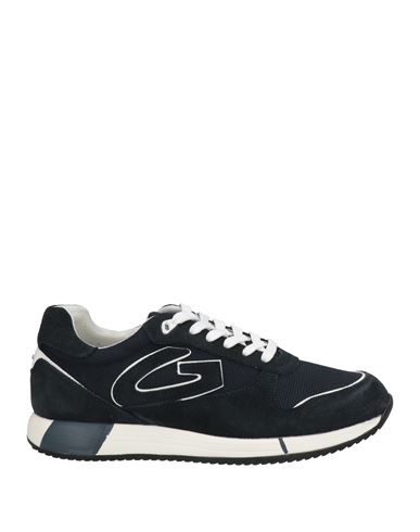 Alberto Guardiani Man Sneakers Navy Blue Size 13 Soft Leather, Nylon
