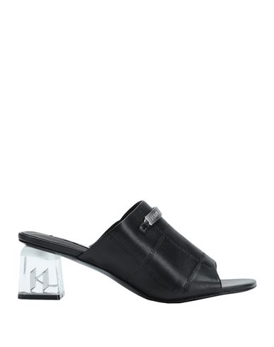Karl Lagerfeld Ice Blok Quilted Mule Woman Sandals Black Size 10 Bovine Leather