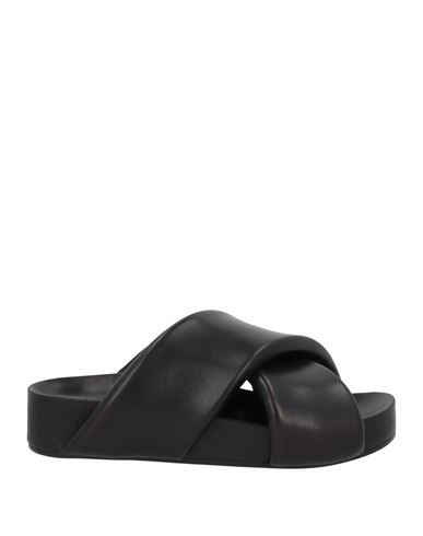 Jil Sander Woman Sandals Black Size 11 Soft Leather