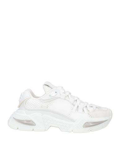 Dolce & Gabbana White Mixed-material Airmaster Sneakers In Beige