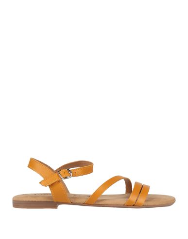 Tamaris Woman Sandals Ocher Size 12 Soft Leather In Yellow