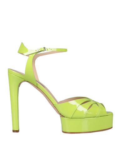 Shop Casadei Woman Sandals Acid Green Size 8 Soft Leather