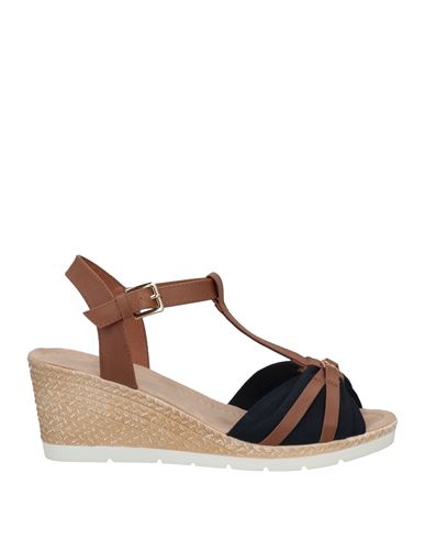 Tom Tailor Woman Sandals Midnight Blue Size 10 Soft Leather, Textile Fibers In Blue