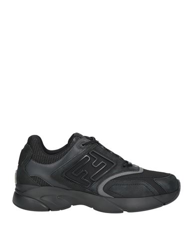 Shop Fendi Man Sneakers Black Size 8 Calfskin, Textile Fibers