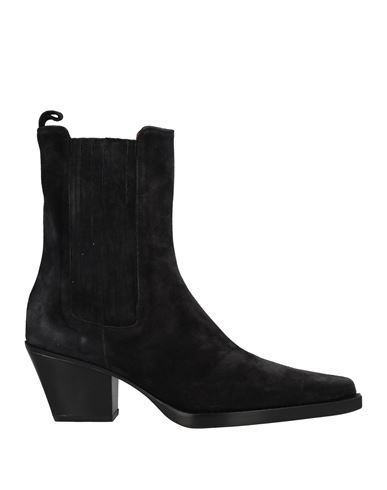 Paris Texas Black Dallas Ankle Boot In Calf Suede With Logo Detail On The Insole And 10.5cm Wide Heel