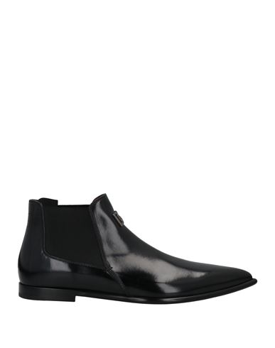 Dolce & Gabbana Man Ankle Boots Black Size 8 Calfskin, Viscose, Polyamide