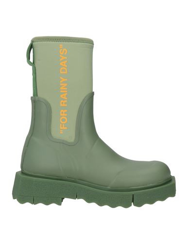 Off-white Woman Ankle Boots Military Green Size 8 Rubber, Textile Fibers In Green