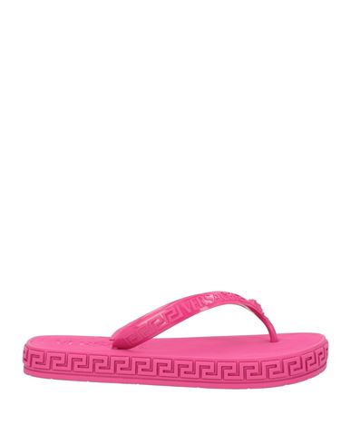 Versace Woman Toe Strap Sandals Fuchsia Size 11 Rubber In Pink