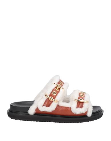 Marni Fussbett Shearling Slides In Brown