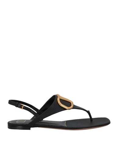 Valentino Garavani Woman Toe Strap Sandals Black Size 8 Soft Leather