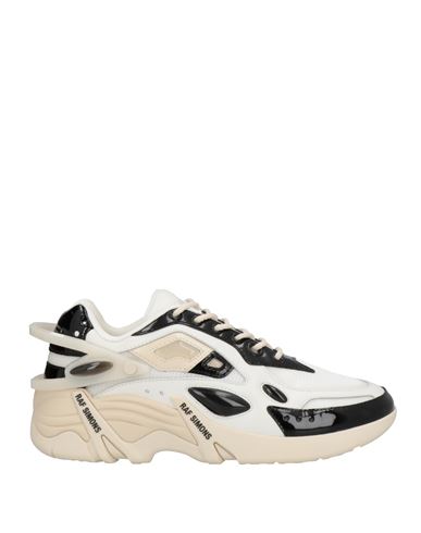 Raf Simons Man Sneakers White Size 10 Soft Leather, Textile Fibers, Rubber In Black