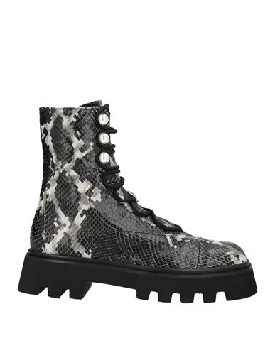 Black Croc Casati Pearl Combat Boots by Nicholas Kirkwood on Sale