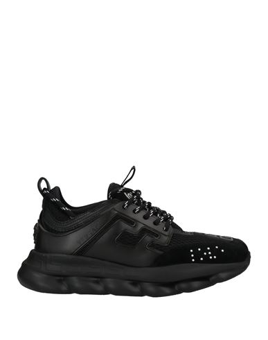 Versace Woman Sneakers Black Size 7 Soft Leather, Textile Fibers