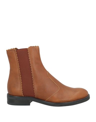See By Chloé Woman Ankle Boots Tan Size 7 Soft Leather, Textile Fibers In Brown
