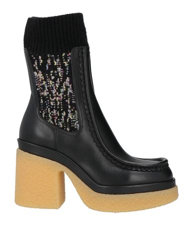 Chloé Woman Ankle Boots Black Size 5 Textile Fibers, Soft Leather