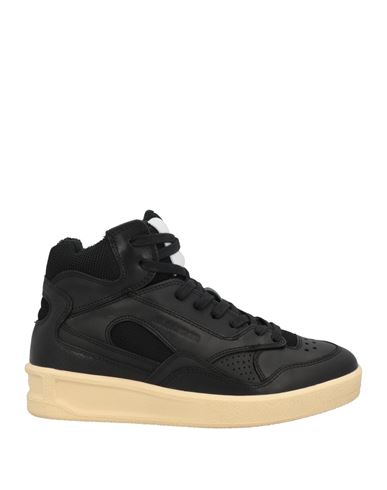 Jil Sander Woman Sneakers Black Size 6 Textile Fibers, Soft Leather