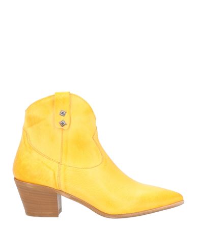 Angela George Woman Ankle Boots Ocher Size 9 Soft Leather In Yellow