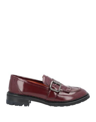 Valerie Bourgoin Woman Loafers Burgundy Size 11 Soft Leather In Red