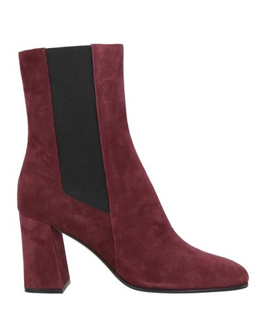 Shop Sergio Rossi Woman Ankle Boots Burgundy Size 6 Soft Leather In Red