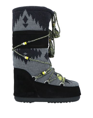Alanui X Moon Boot Woman Boot Lead Size 4.5-7 Textile Fibers, Leather In Grey