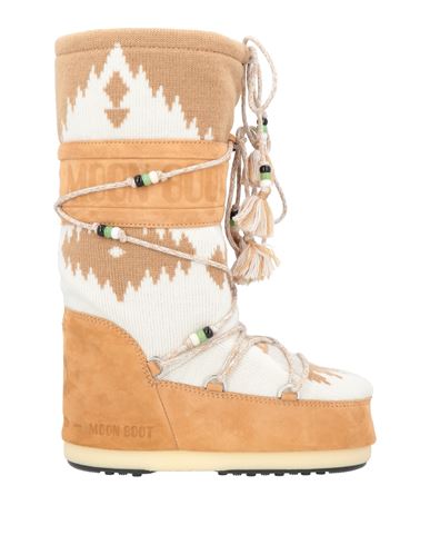 Alanui X Moon Boot Woman Boot Camel Size 8-9.5 Textile Fibers, Leather In Beige