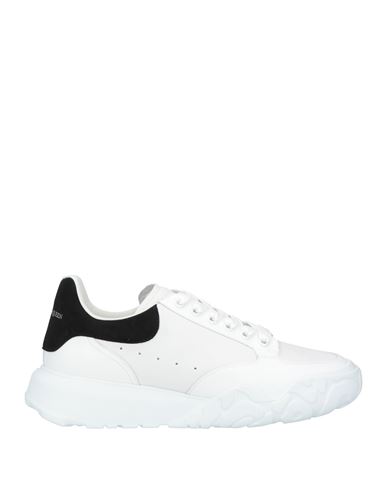 Alexander Mcqueen Leopard Sole Suede Heel Tab Leather Sneakers In White