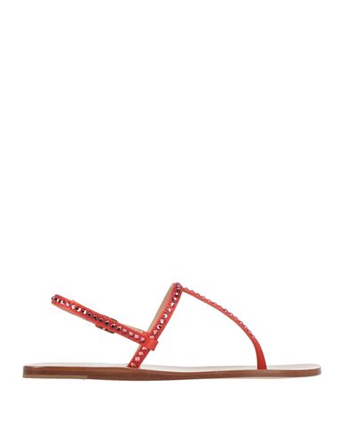 Eddy Daniele Woman Toe Strap Sandals Tomato Red Size 11 Textile Fibers