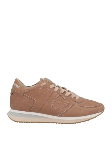Philippe Model Woman Sneakers Light Brown Size 11 Soft Leather, Textile Fibers In Beige
