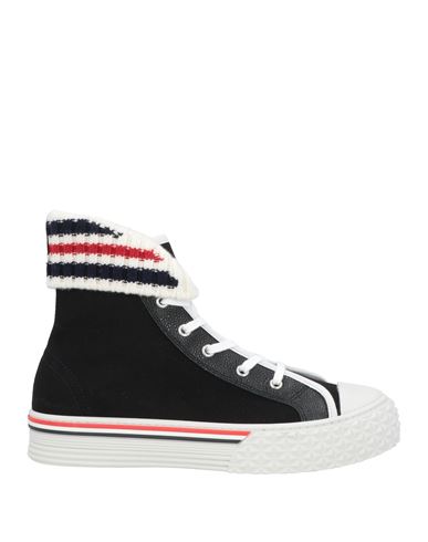 Thom Browne Man Sneakers Black Size 7.5 Soft Leather, Textile Fibers