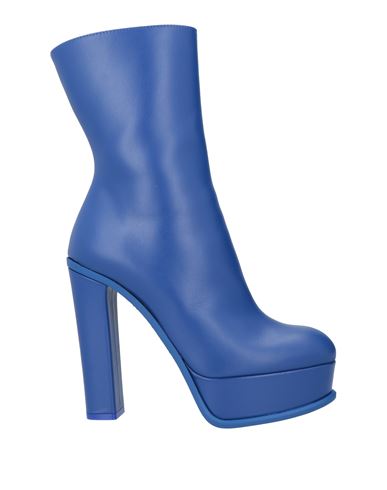 Shop Alexander Mcqueen Woman Ankle Boots Blue Size 8 Soft Leather