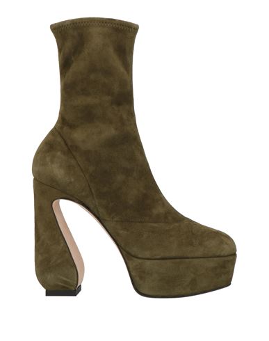 Shop Si Rossi By Sergio Rossi Woman Ankle Boots Military Green Size 8 Soft Leather