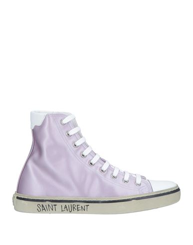 Saint Laurent Woman Sneakers Lilac Size 7 Textile Fibers, Soft Leather In Purple