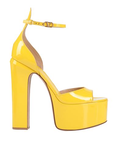 Valentino Garavani Woman Sandals Yellow Size 10 Soft Leather