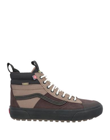 Vans Man Sneakers Dark Brown Size 9 Soft Leather, Textile Fibers