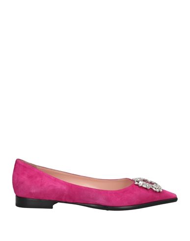 Anna F. Woman Ballet Flats Fuchsia Size 10 Soft Leather In Pink