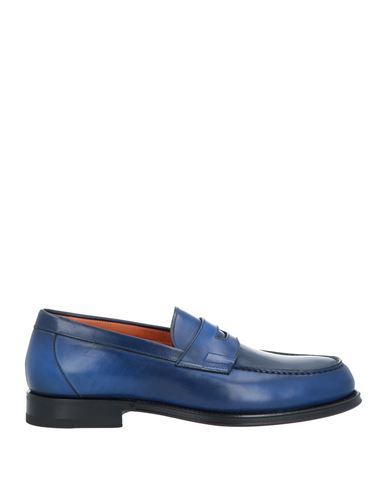 Santoni Man Loafers Bright Blue Size 12 Soft Leather