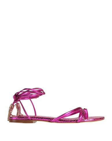 Le Capresi Woman Toe Strap Sandals Fuchsia Size 6 Soft Leather In Pink