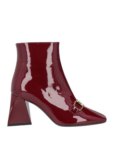 Pollini Woman Ankle Boots Burgundy Size 11 Soft Leather In Red