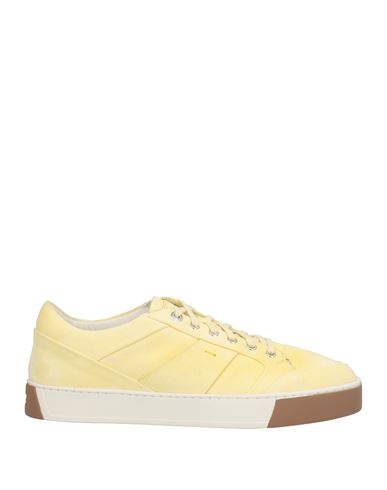Santoni Man Sneakers Light Yellow Size 12 Soft Leather